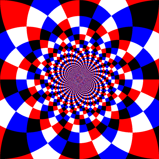 1024,1024,1,1,"L = clog(20*([x,y]/w - 0.5)); P = cexp([log(40/exp(L[0])),L[1]]); 85*xor(P[0]%4,P[1]%4)" map 6 rs 50%