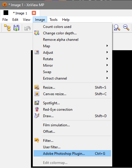 Adobe Photoshop Plugin menu item